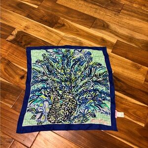 Lilly Pulitzer Vibrant Blue and Green Silk Scarf